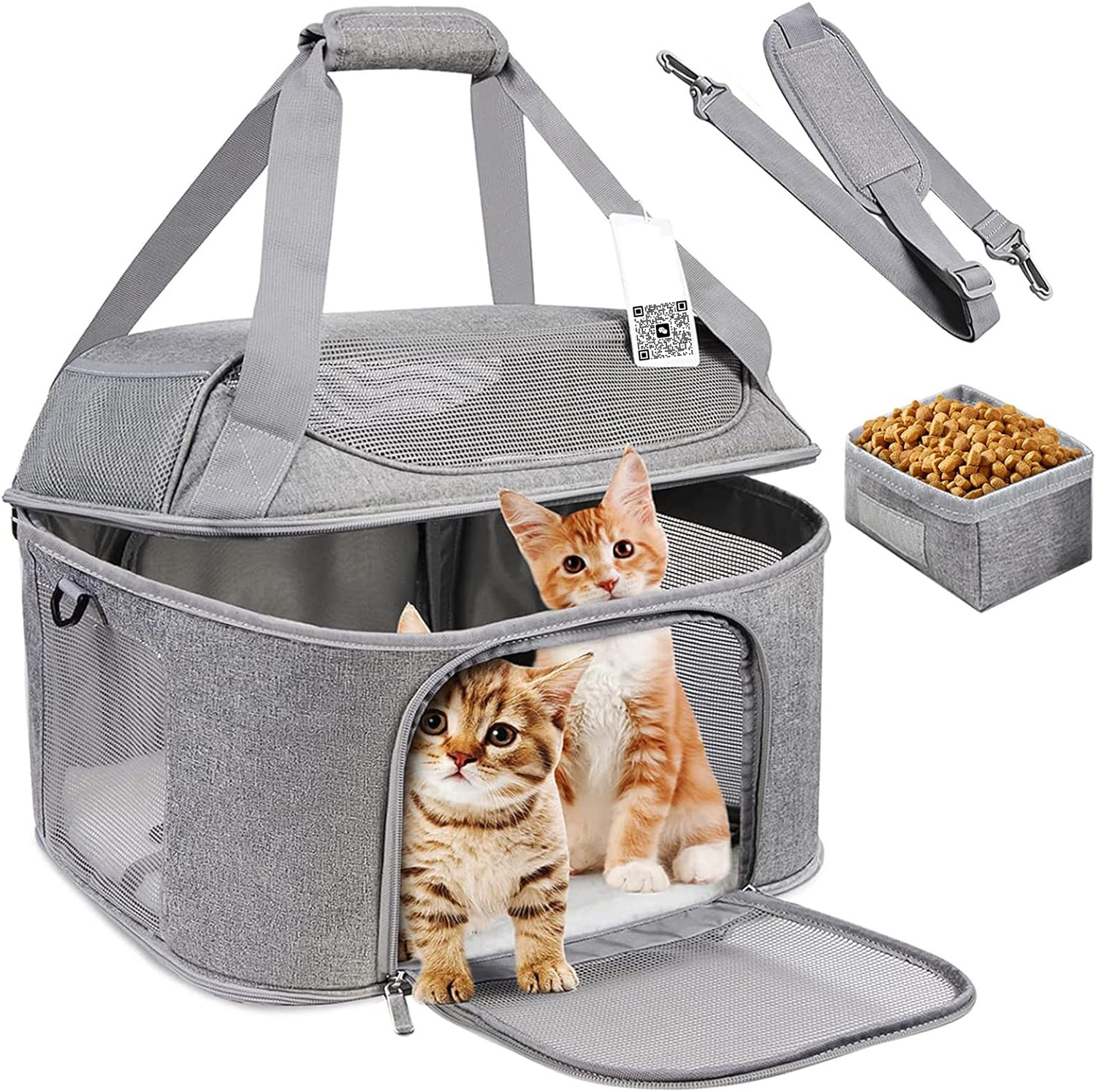 Cat Carrier for 2 Cats  Soft Side Pet Carrier for Cat, Small Dog, Collapsible Airline Approved Cat Carrier for Large Cats 20 lbs