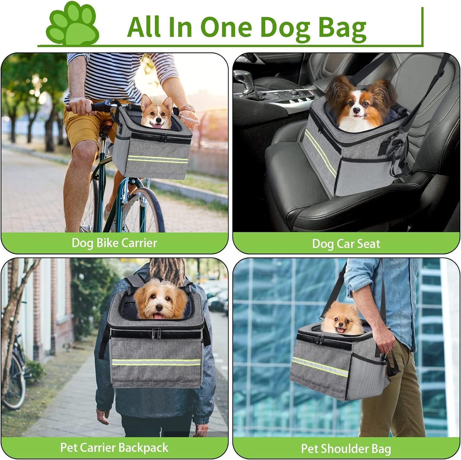 Dog Bike Basket  Foldable Dog Bike Carrier 15lbs Soft-Sided Basket Quick Release Bike Seat  Backpack