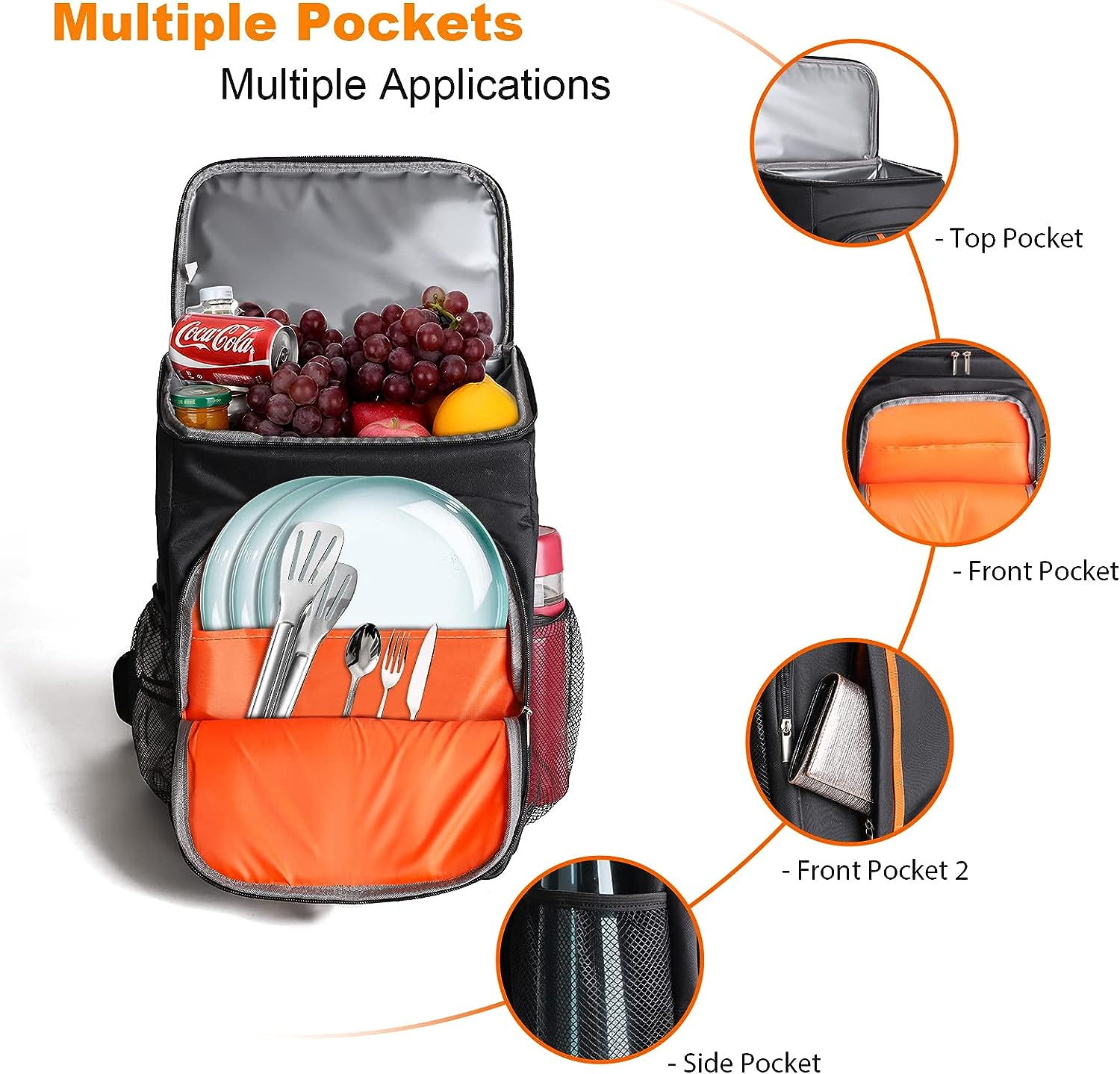 Cooler Backpack-30 Cans Double Deck Lightweight Insulated Leakproof Cooler Bag-Lunch Backpack for Hiking/Beach/Camping