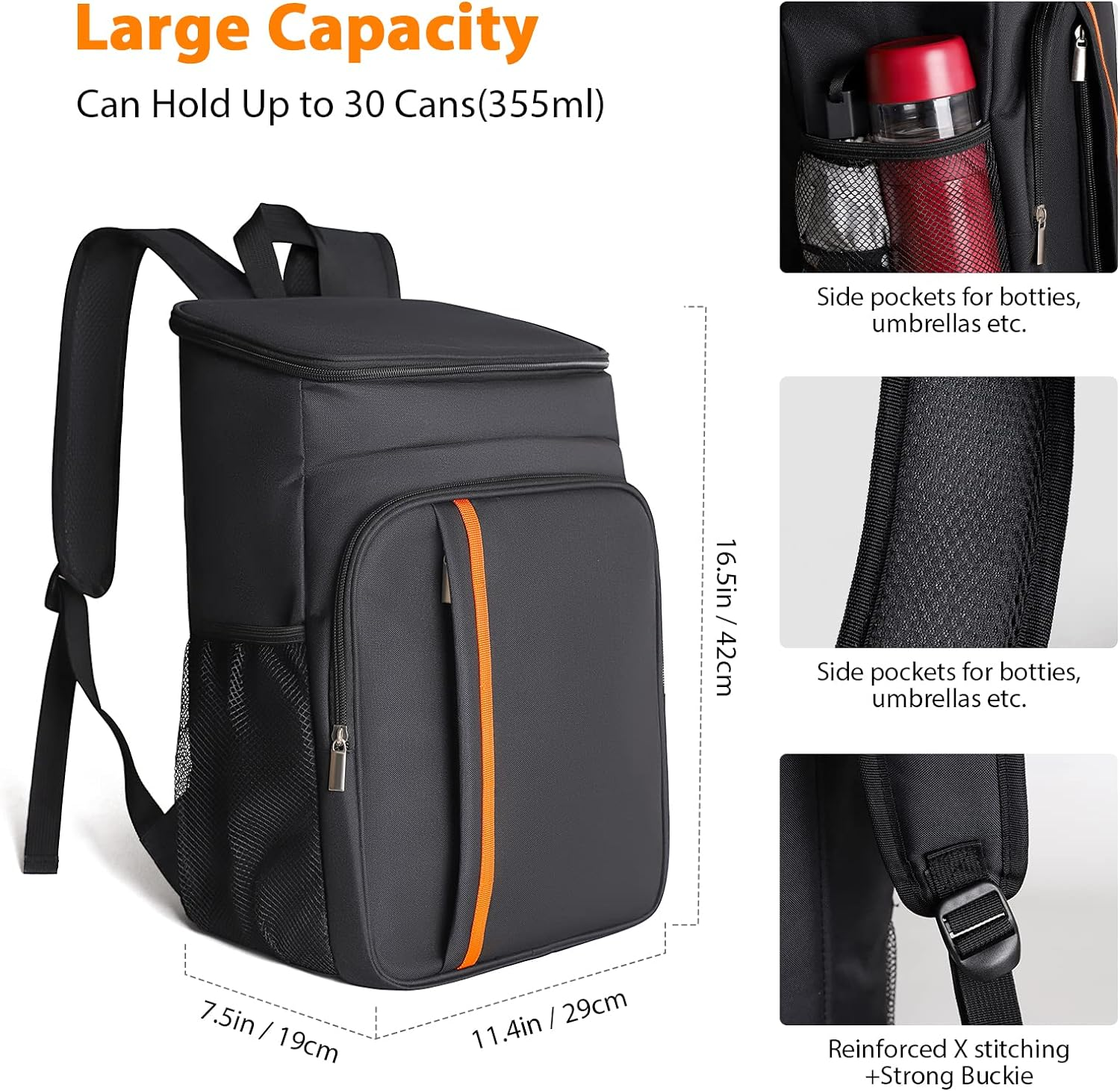 Cooler Backpack-30 Cans Double Deck Lightweight Insulated Leakproof Cooler Bag-Lunch Backpack for Hiking/Beach/Camping