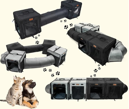 Cat Travel Carrier with Litter Box 2-in-1   Cat Carriers for 2 Cats