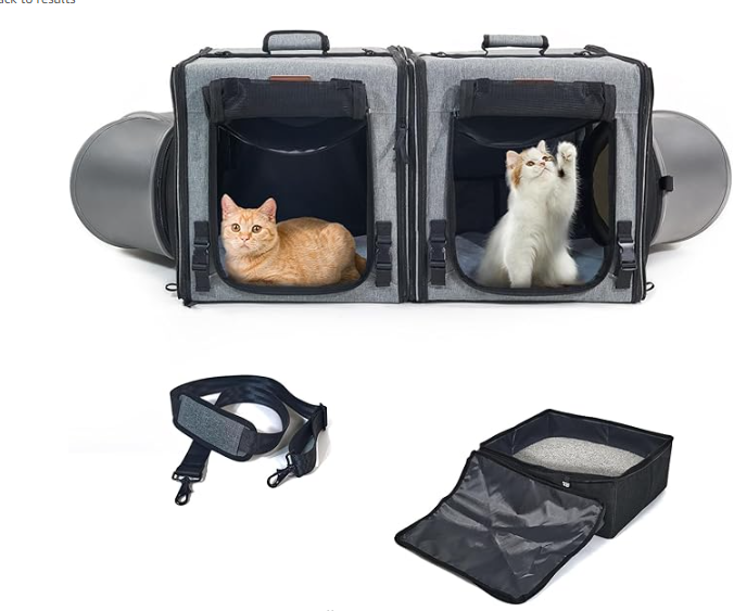 Cat Travel Carrier with Litter Box 2-in-1   Cat Carriers for 2 Cats