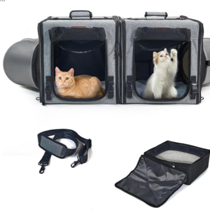 Cat Travel Carrier with Litter Box 2-in-1   Cat Carriers for 2 Cats