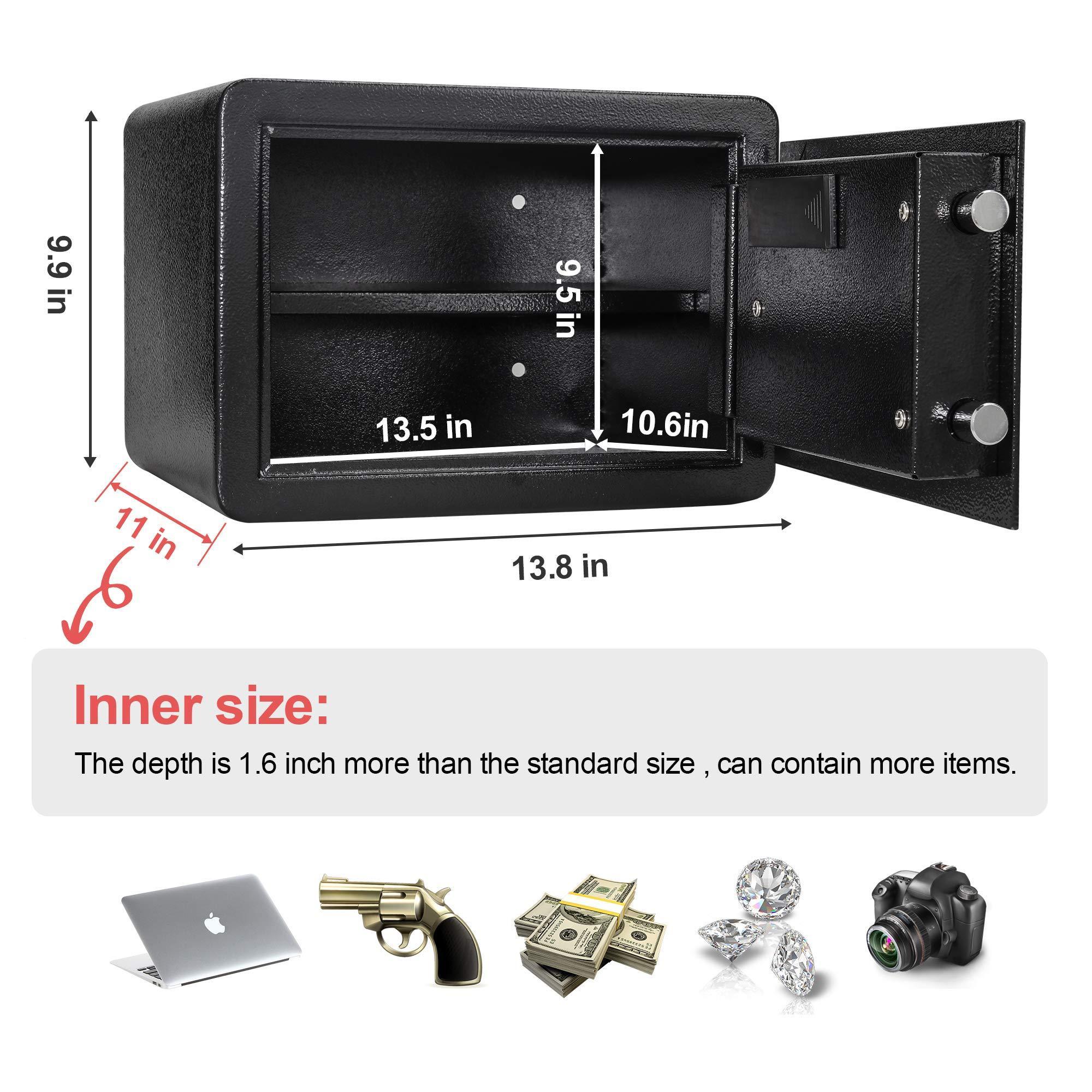 Security Safe Box Biometric Fingerprint Safe Password+Fingerprint+ Master Key Safe For Home and office Safety