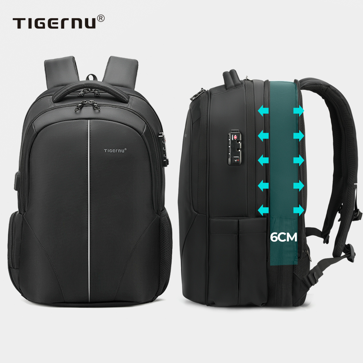 Tigernu travel bag expandable laptop bag back packs mochila antirrobo waterproof TSA lock business laptop backpacks for man