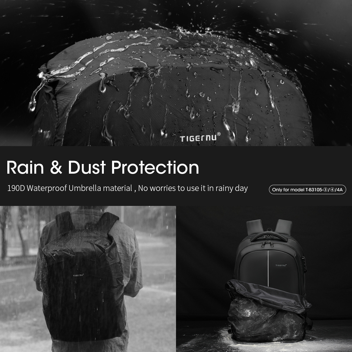 Tigernu travel bag expandable laptop bag back packs mochila antirrobo waterproof TSA lock business laptop backpacks for man