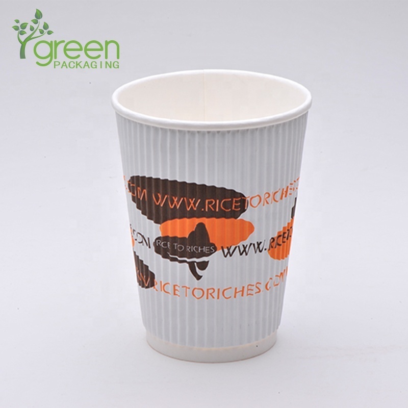 Custom Reusable Disposable Ripple Paper Glass Coffee Cup Insulated Paper to go Cup