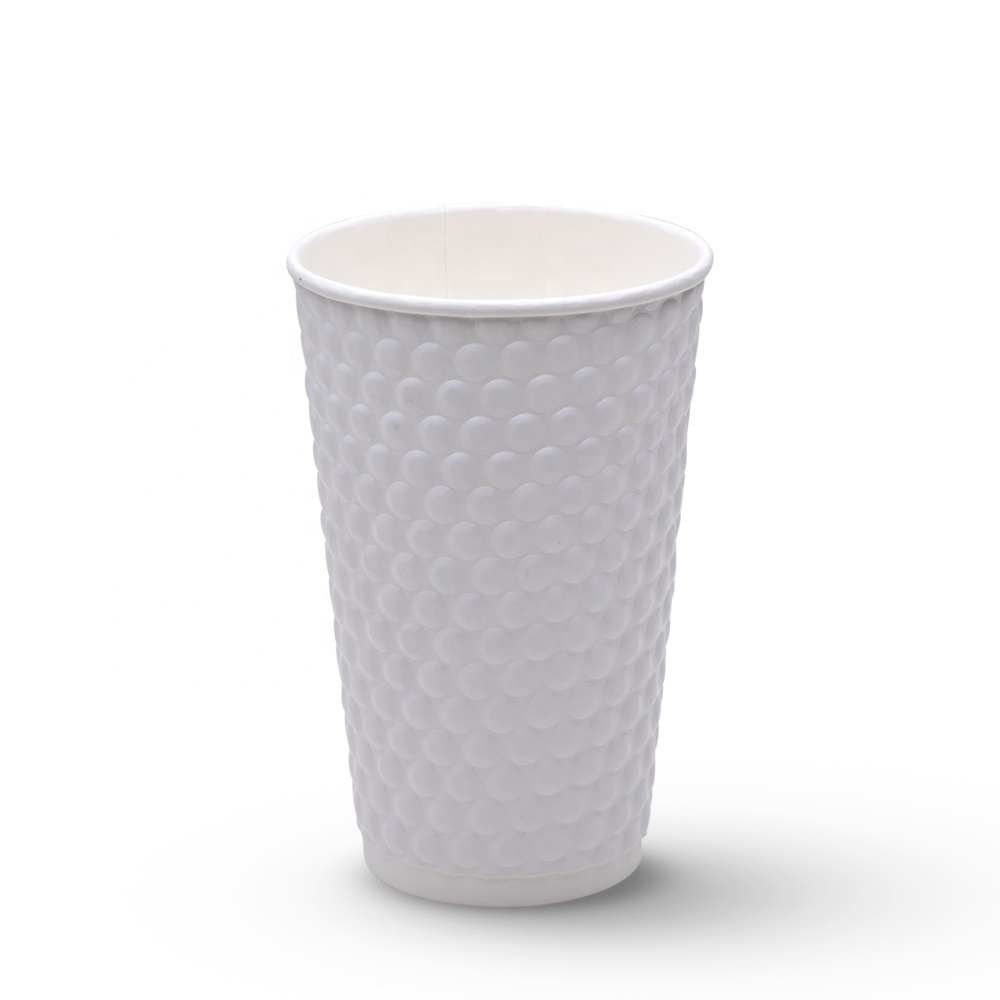 8/12/16oz disposable bubble dot embossed double wall paper cups with lids wholesale