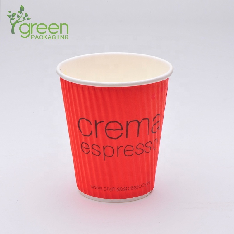 Custom Reusable Disposable Ripple Paper Glass Coffee Cup Insulated Paper to go Cup