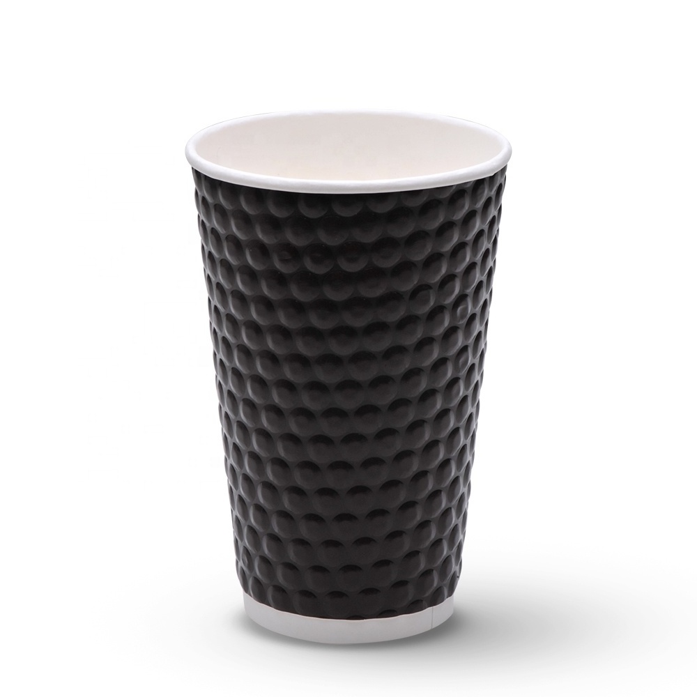 8/12/16oz disposable bubble dot embossed double wall paper cups with lids wholesale