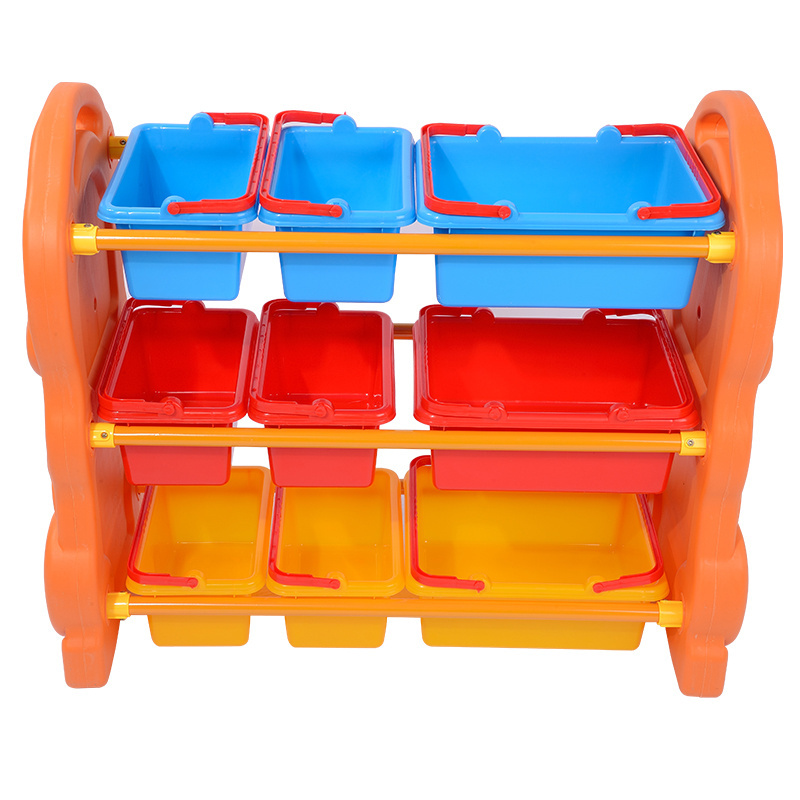 Kindergarten good boy plastic kids furniture shelf toy storage cabinet toy storage rack with plastic box for children