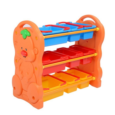 Kindergarten good boy plastic kids furniture shelf toy storage cabinet toy storage rack with plastic box for children