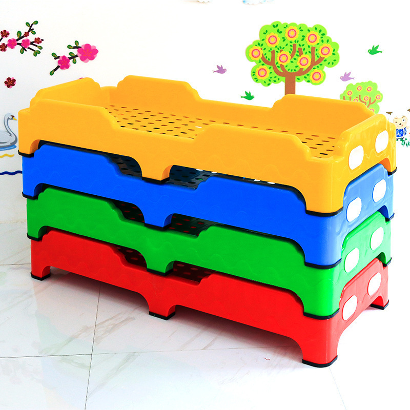 Kindergarten Plastic Beds Durable Preschool Plastic Bed Stackable Colorful Kids Cot Bed For Daycare Furniture for Kids