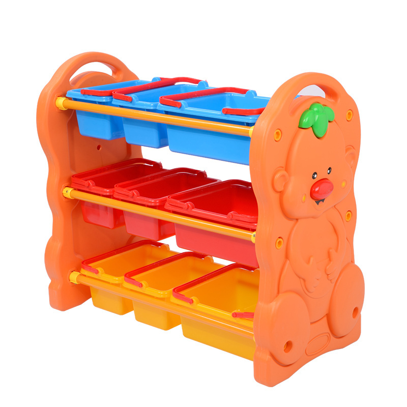 Kindergarten good boy plastic kids furniture shelf toy storage cabinet toy storage rack with plastic box for children