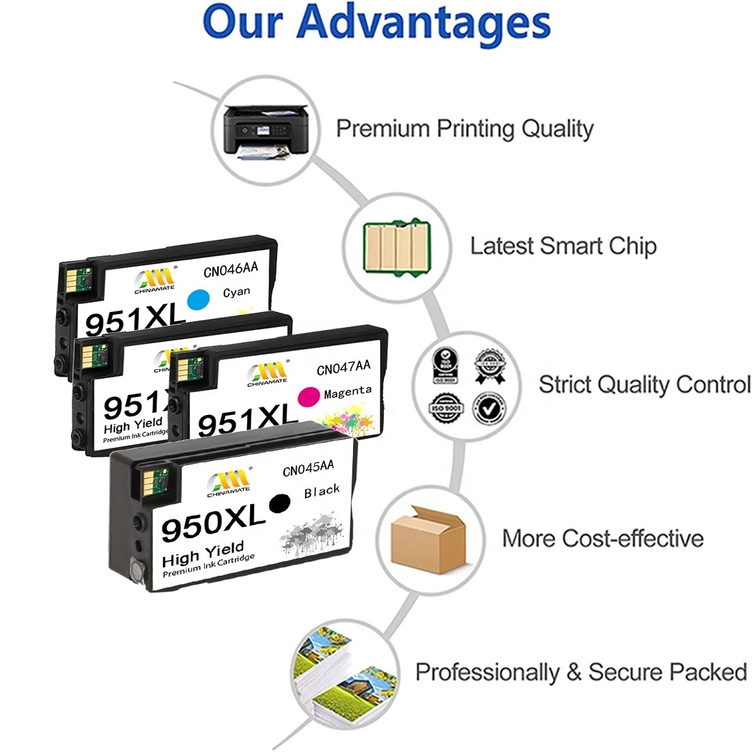 950 cartouche jet d'encre hp 950 noir for hp officejet pro 8100 8610 ink cartridge 951XL 950 951 950XL Compatible Ink Cartridge