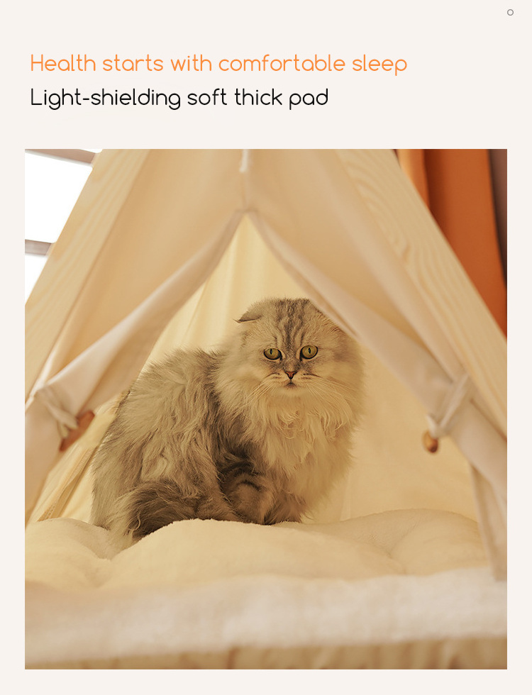 Wholesale semi-enclosed Teepee Cat House Sleeping Nest Camping Bed Dog Pet Tent