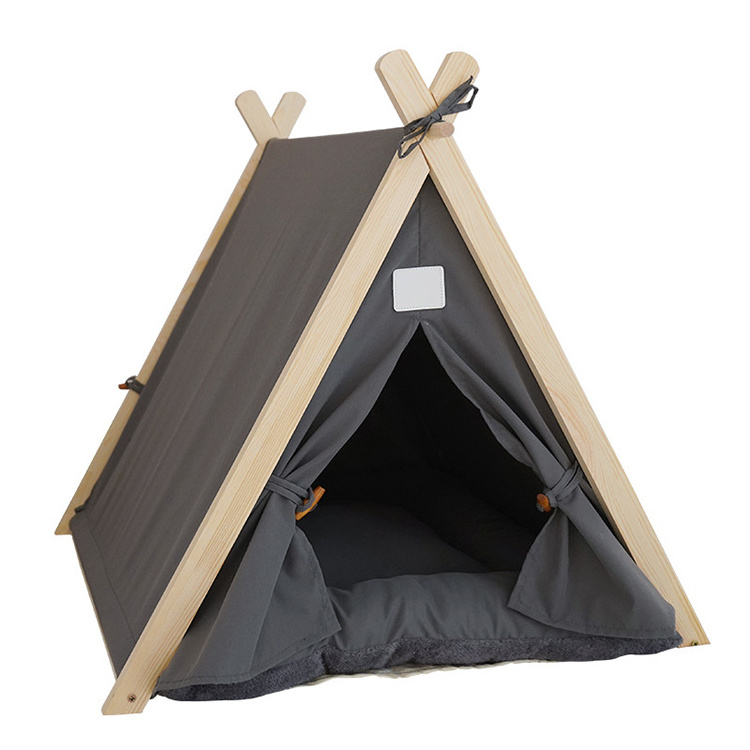 Wholesale semi-enclosed Teepee Cat House Sleeping Nest Camping Bed Dog Pet Tent