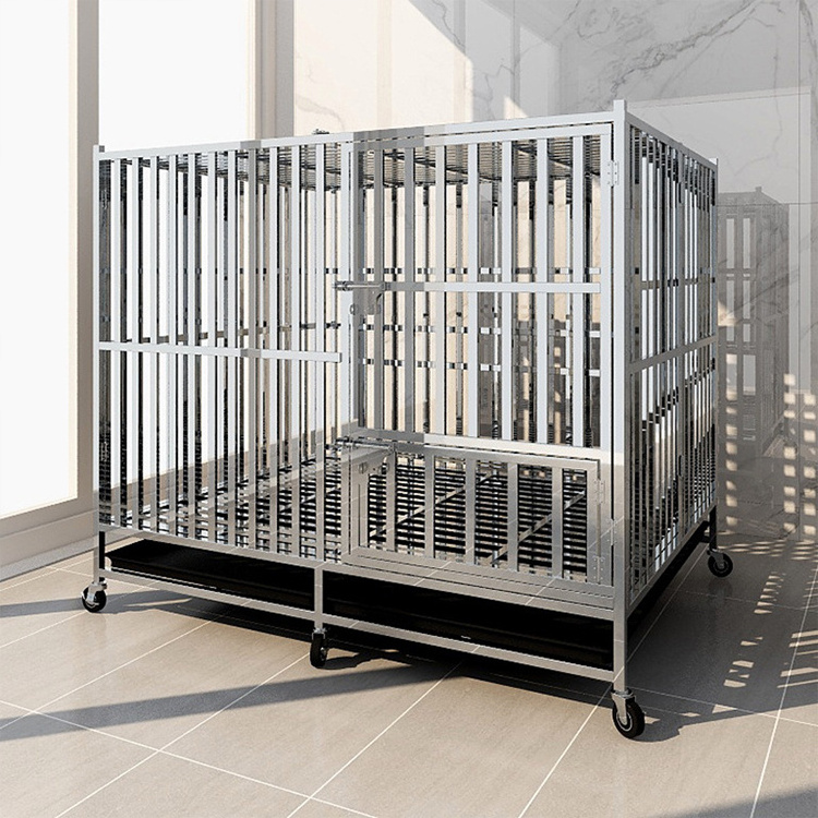 Foldable Double Door 304 Stainless Steel XL XXL Pet Breeding Crates High Quality Large Dog Cages With Wheels