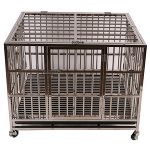 Foldable Double Door 304 Stainless Steel XL XXL Pet Breeding Crates High Quality Large Dog Cages With Wheels