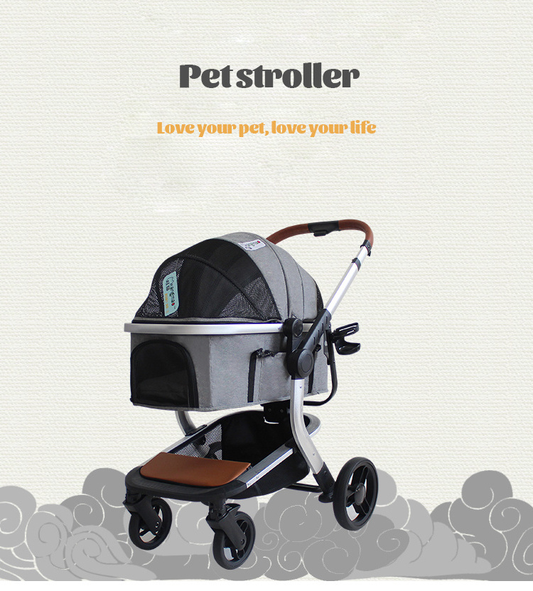 Factory Wholesale Portable Folding Pet Stroller Pet Cart With Umbrella Function Outdoor Traveling Carrier Cart For Dog