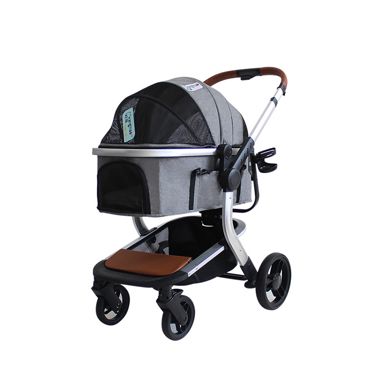 Factory Wholesale Portable Folding Pet Stroller Pet Cart With Umbrella Function Outdoor Traveling Carrier Cart For Dog