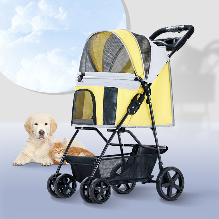 Light Dog Cat Pet Stroller Luxury Pet Stroller Travel 4 Wheel for Pet Premium