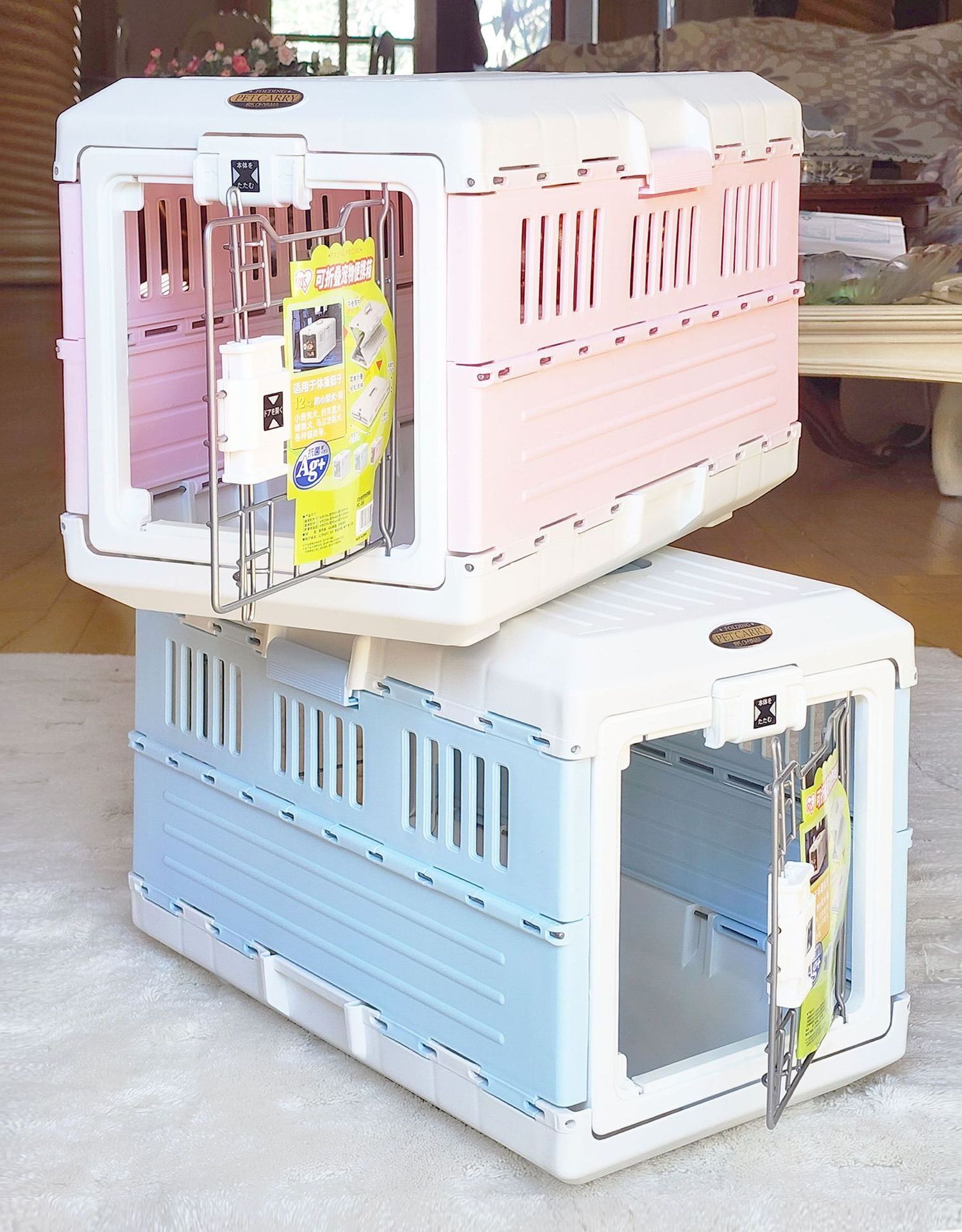 Wholesale  cat cage portable folding dog pet airways box front out breathable cage Pet Carriers