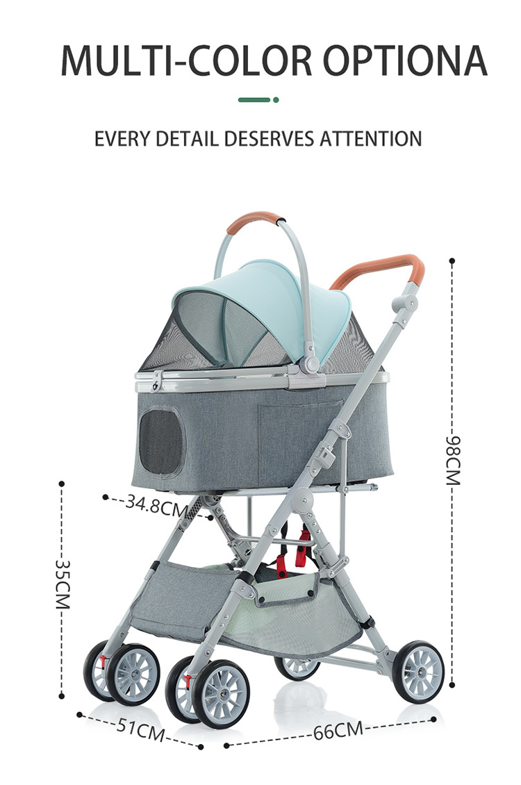 Easy Walk Folding Travel Pet Trolley Cat Cart Carrier With 4 Wheels Medium Dogs Luxury Dog Pet Stroller