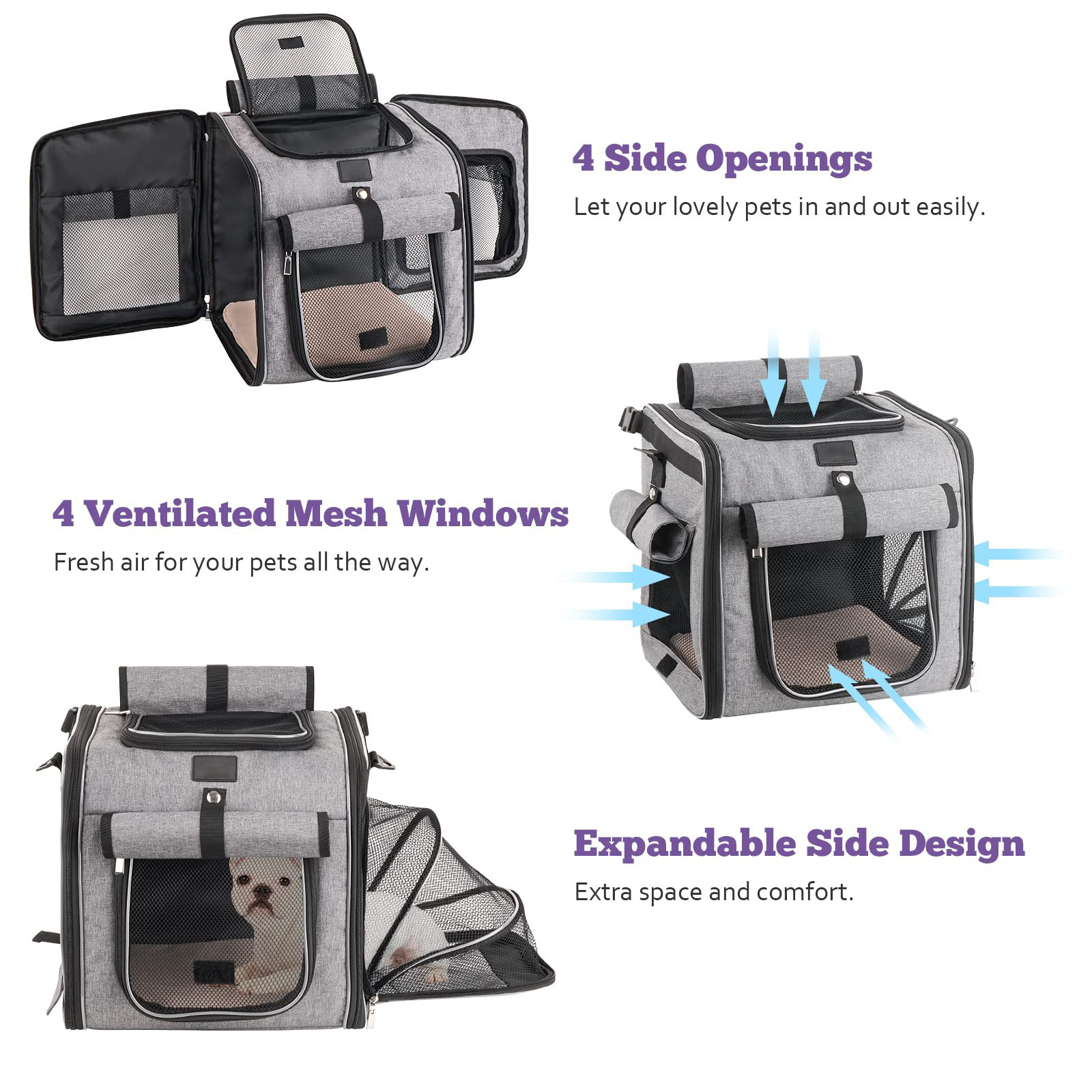 Removable Breathable Polyester Large Capacity Bike Bag for Pet Carrier