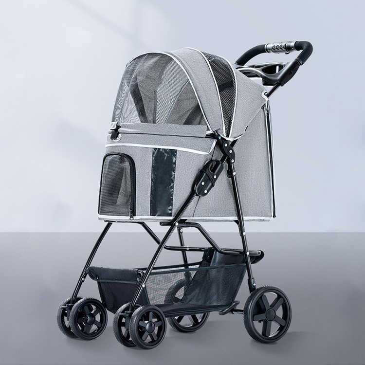 Pet Stroller for Dogs and Cats Lightweight Compact and Portable with Durable Wheels Gray Shadow Pet Cart