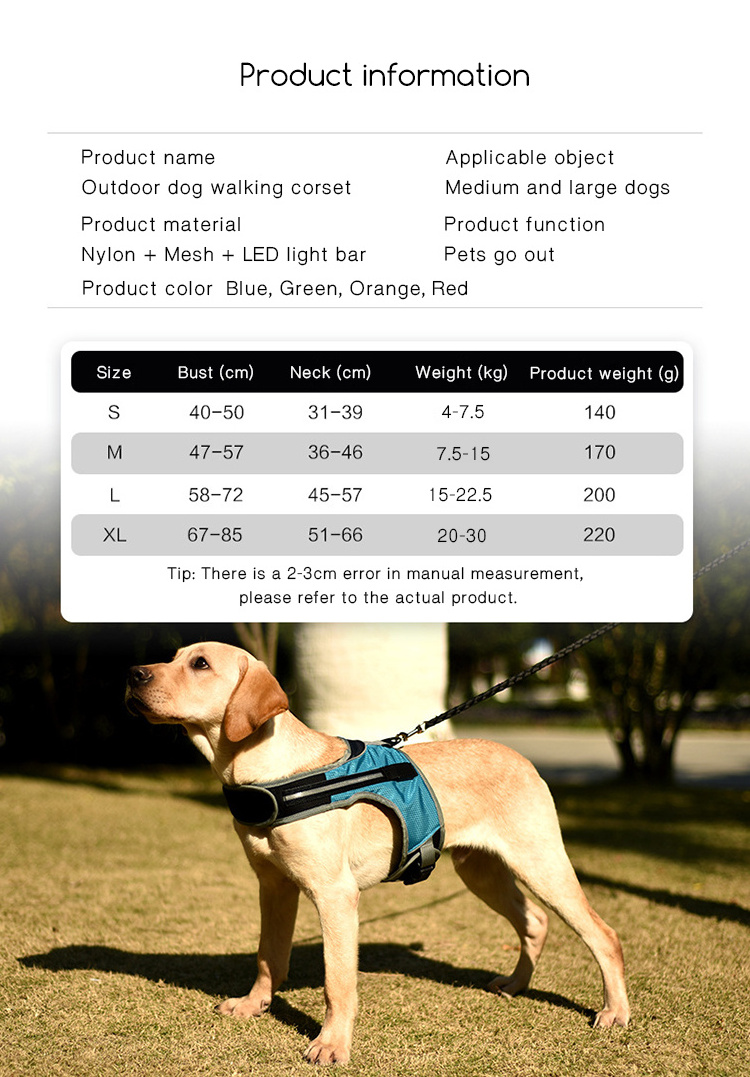 Wonderful Outdoor led dog harness safety light up dog harness for large dogs no pull