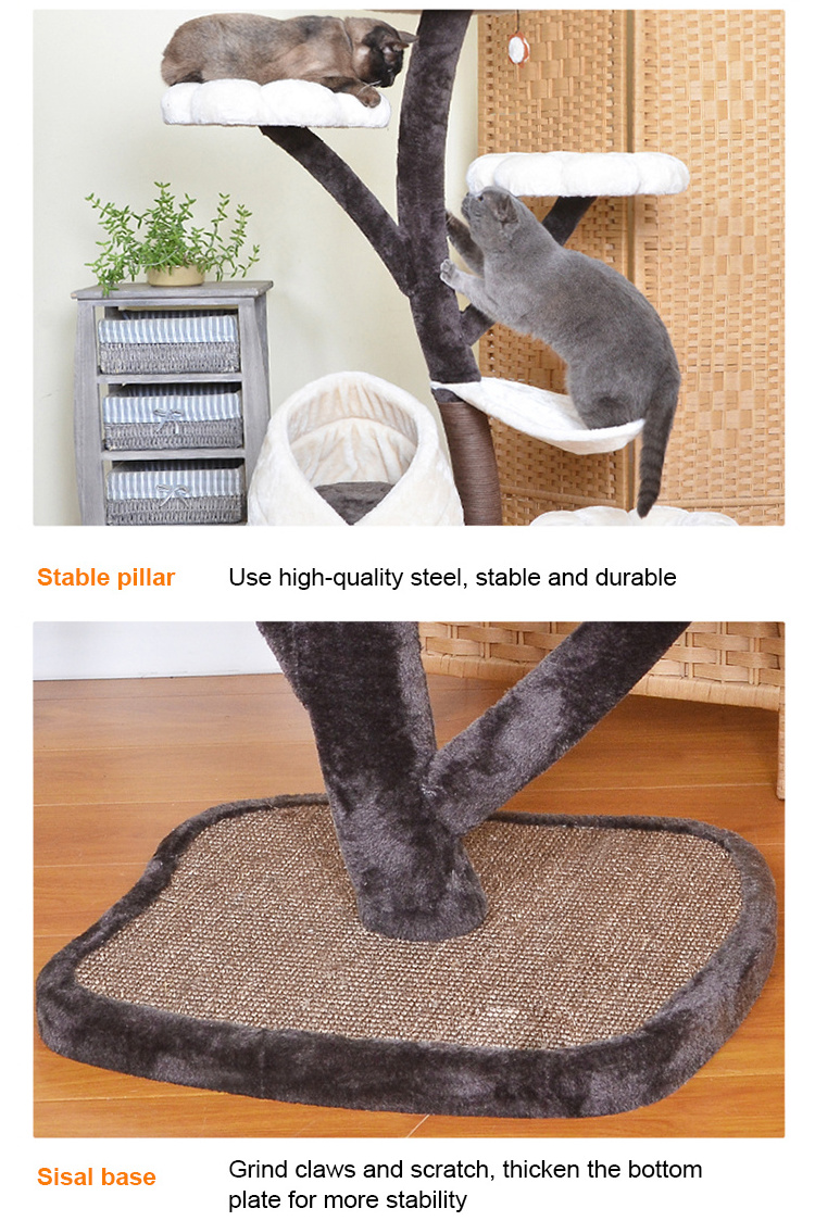 Multi-Level Cat Tree Condo Furniture with Sisal-Covered Scratching Posts for Kittens for Cats and Pets