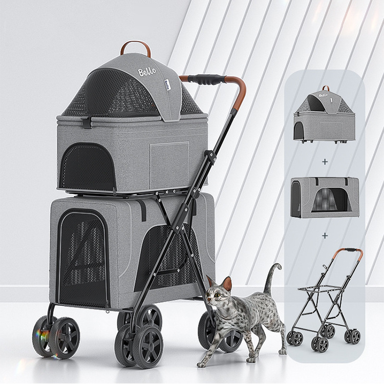 Luxury Cat and Dog Pet Stroller 20kg portable double decker dog stroller