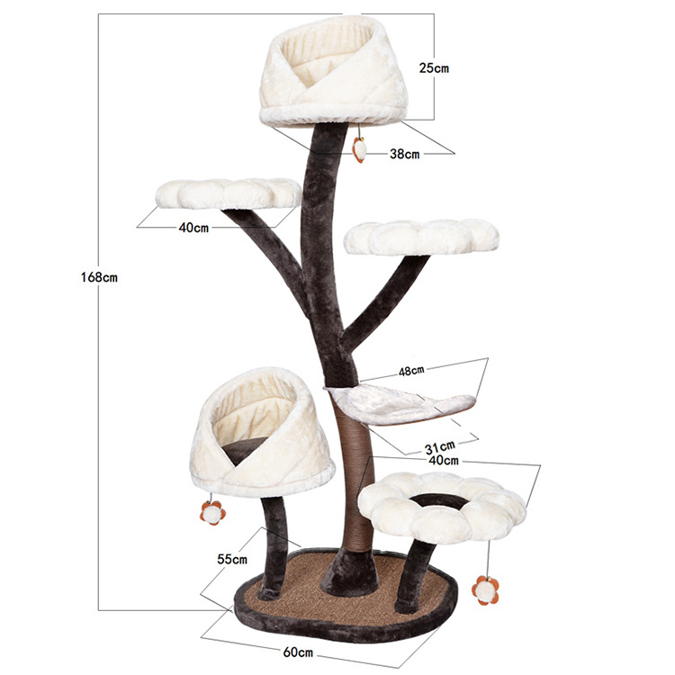 Multi-Level Cat Tree Condo Furniture with Sisal-Covered Scratching Posts for Kittens for Cats and Pets