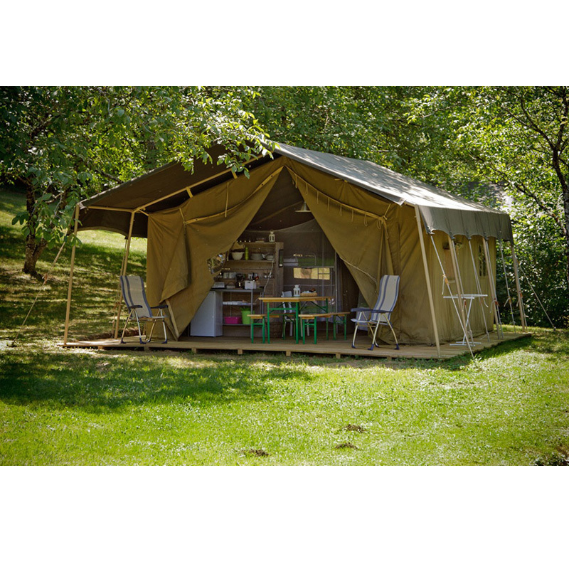 Outdoor travel tent safari,luxury Wooden frame safari tent camping ground hotel tent