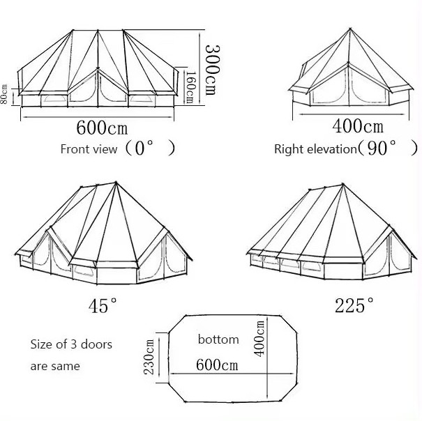 Emperor Bell Tent Cotton Luxury Outdoor Glamping Yurt 5-8 Person Waterproof Four Season Activity for Family