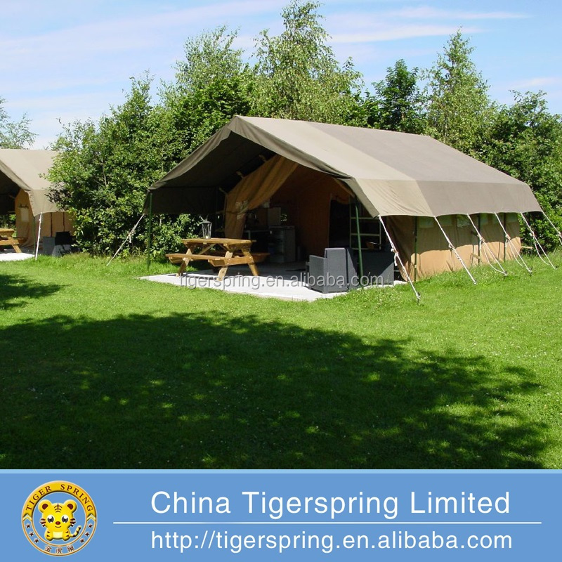 Outdoor travel tent safari,luxury Wooden frame safari tent camping ground hotel tent