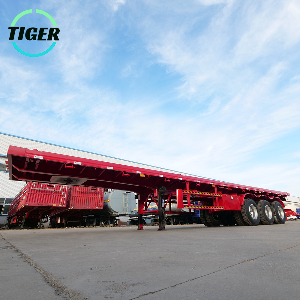 ZW Group 3 Axle 4 Axle 40T 60T Flatbed Flat Bed Container Semi Trailer FlatBed Trailer for Africa