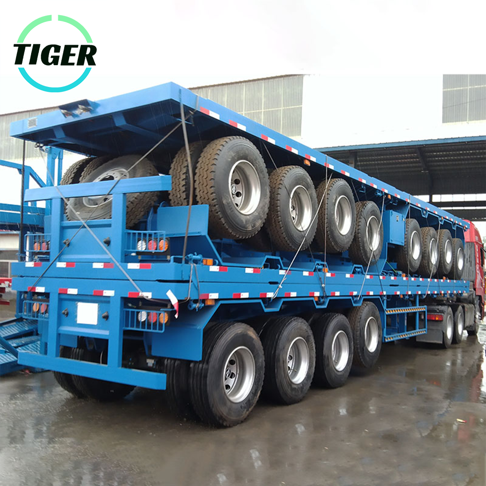 ZW Group 3 Axle 4 Axle 40T 60T Flatbed Flat Bed Container Semi Trailer FlatBed Trailer for Africa