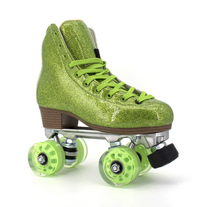 Flashing Roller Green Glitter Style 4 Wheels Professional Quad Roller Skate New Patines rainbow