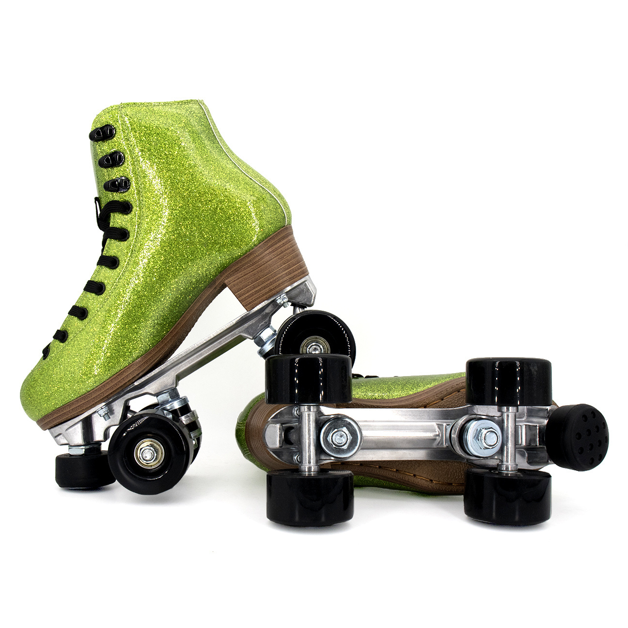 Flashing Roller Green Glitter Style 4 Wheels Professional Quad Roller Skate New Patines rainbow