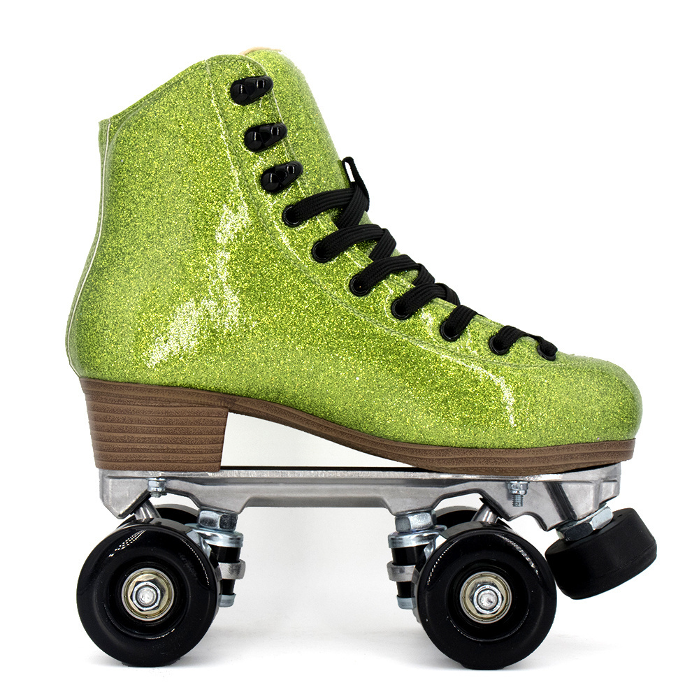 Flashing Roller Green Glitter Style 4 Wheels Professional Quad Roller Skate New Patines rainbow