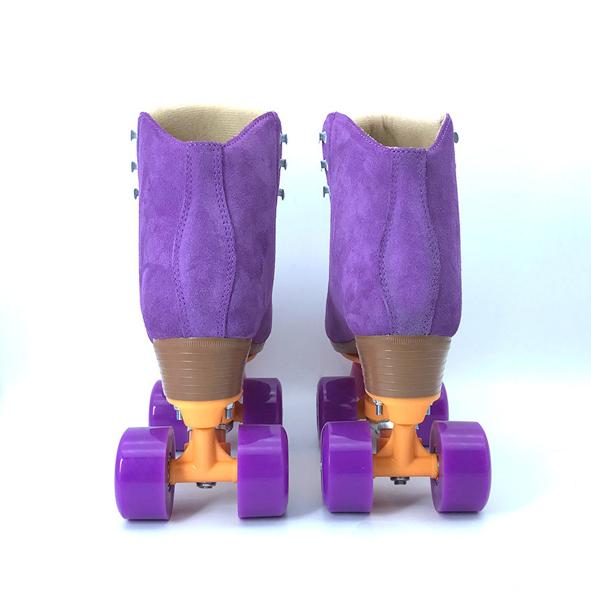 Hot Selling Good Quality Rental Rink Professional Level Quad 4 Wheels Suede Genuine Leather Roller Skates