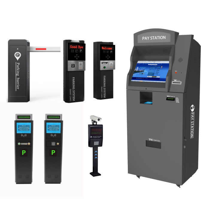 Parking Kiosk Car Radar Detector Parking Fare Collection Ticket Validator LPR Camera License Plate Recognition Auto Pay Station