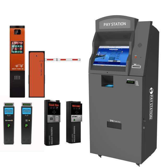 Parking Kiosk Car Radar Detector Parking Fare Collection Ticket Validator LPR Camera License Plate Recognition Auto Pay Station