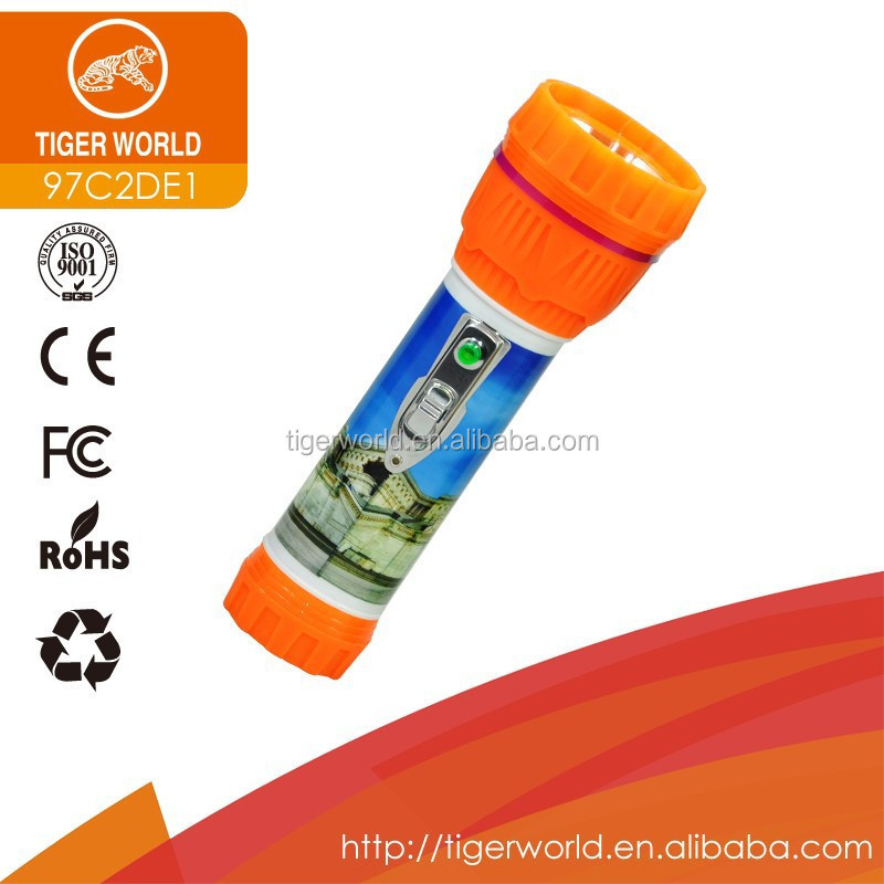 Tiger world plastic body powerful dry battery torch led light flashlight for housing lighting