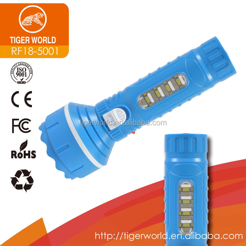 500mAh body 3.7v high power hand flashlight side light rechargeable led light torch