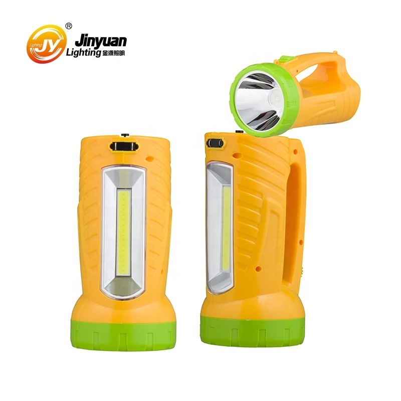 Emergency lighting IP33 plastic rechargeable high power led handheld spotlight multifunctional searchlight with side light