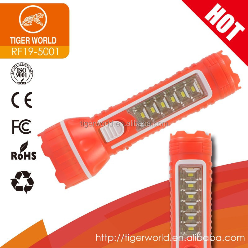 500mAh body 3.7v high power hand flashlight side light rechargeable led light torch