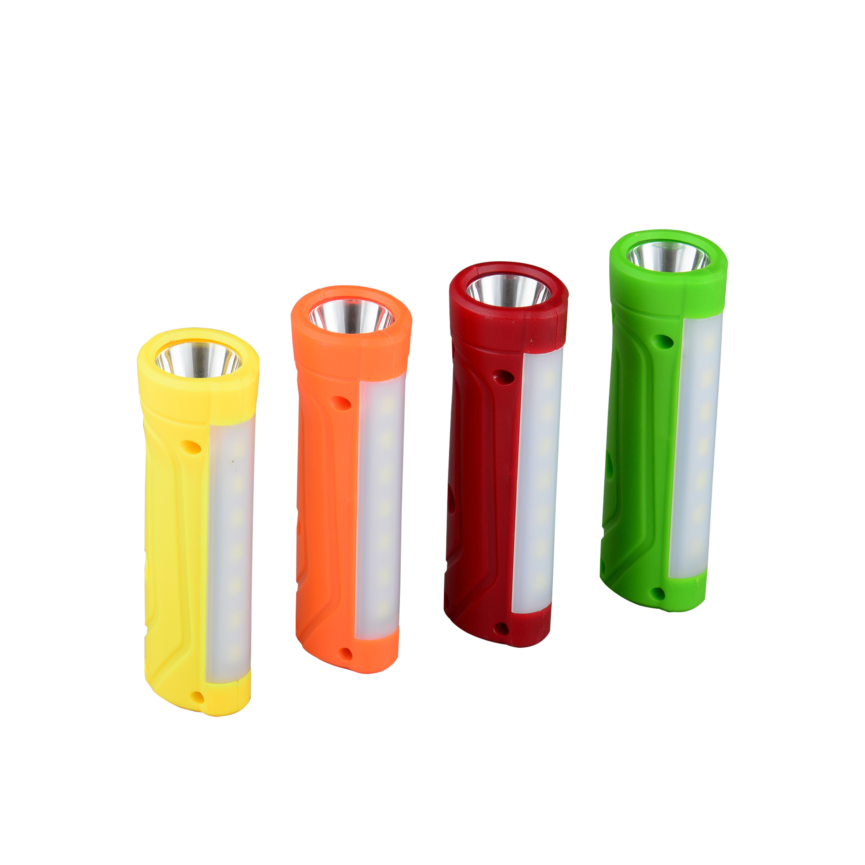 Mini Plastic Rechargeable Lithium 800mah Home use Long Range LED Torch DC Cable Orange Green Flashlight